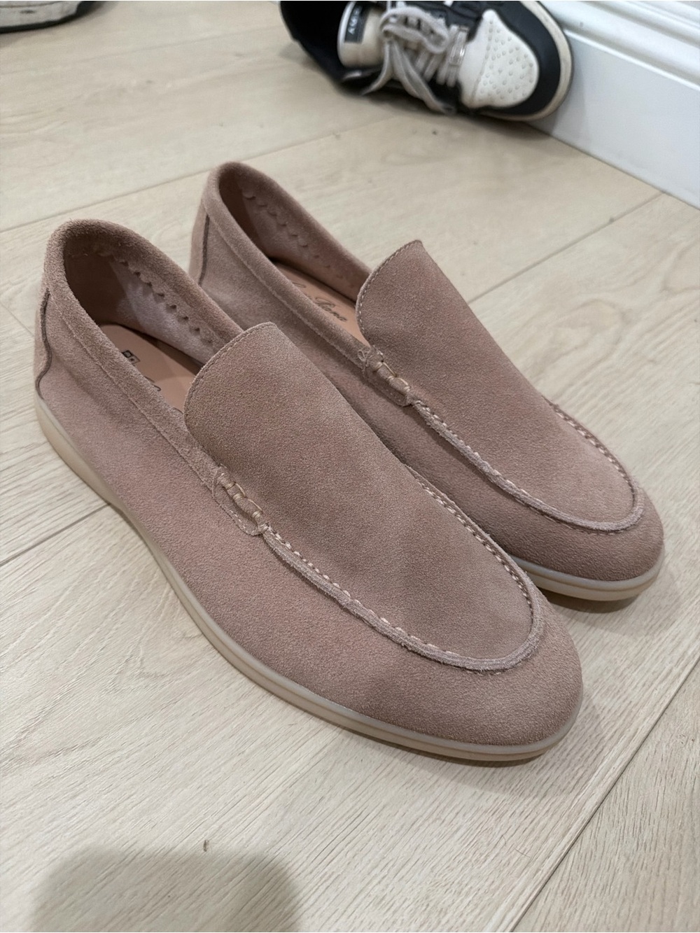 Loro Piana Men's Suede Slip-Ons in Blush Taupe